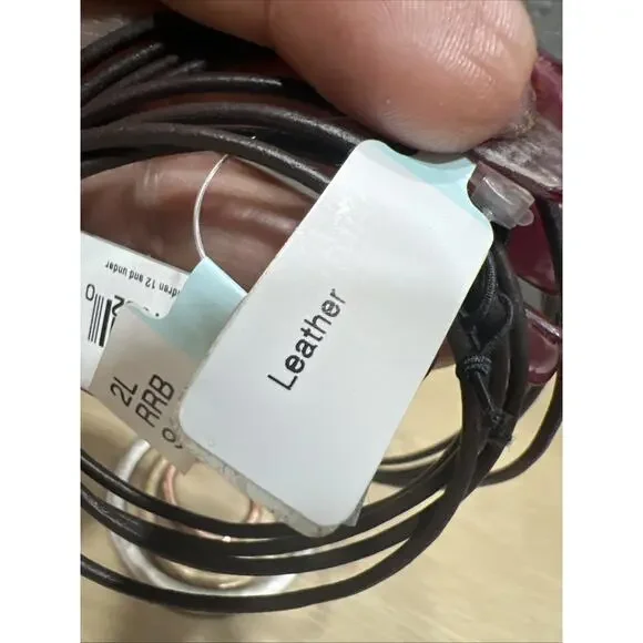 Robert Lee Morris Soho Multi-Tone Circle Pendant Necklace On Brown Leather Cord - Picture 7 of 8